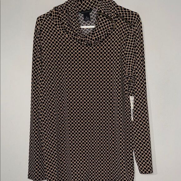 Investments Black and Tan Patterned Blouse - Picture 1 of 12